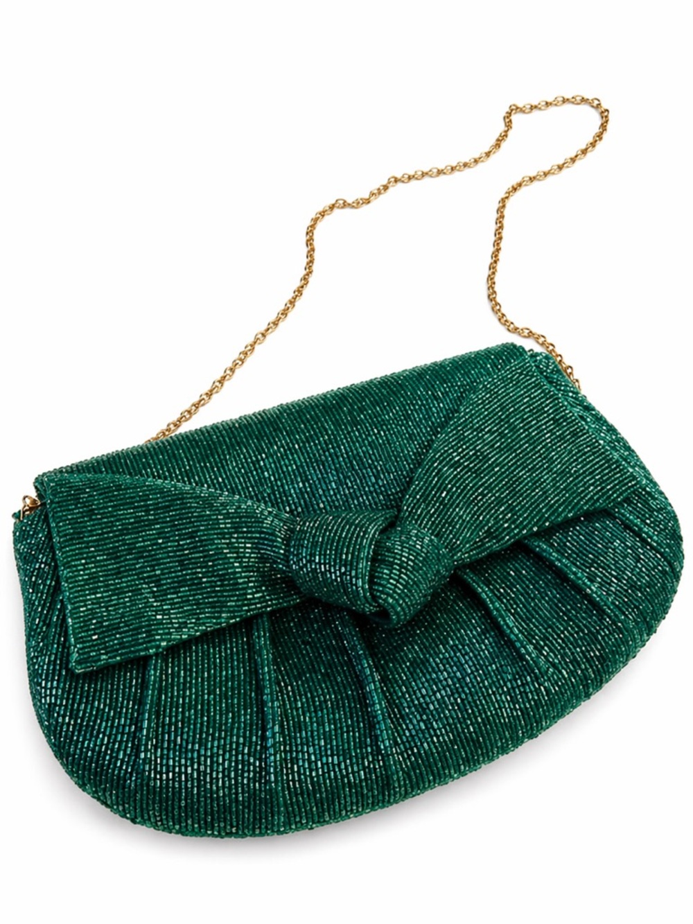 Maeve Anthropologie NWT Beaded Green Clutch Bow Evening Wedding Guest Bag